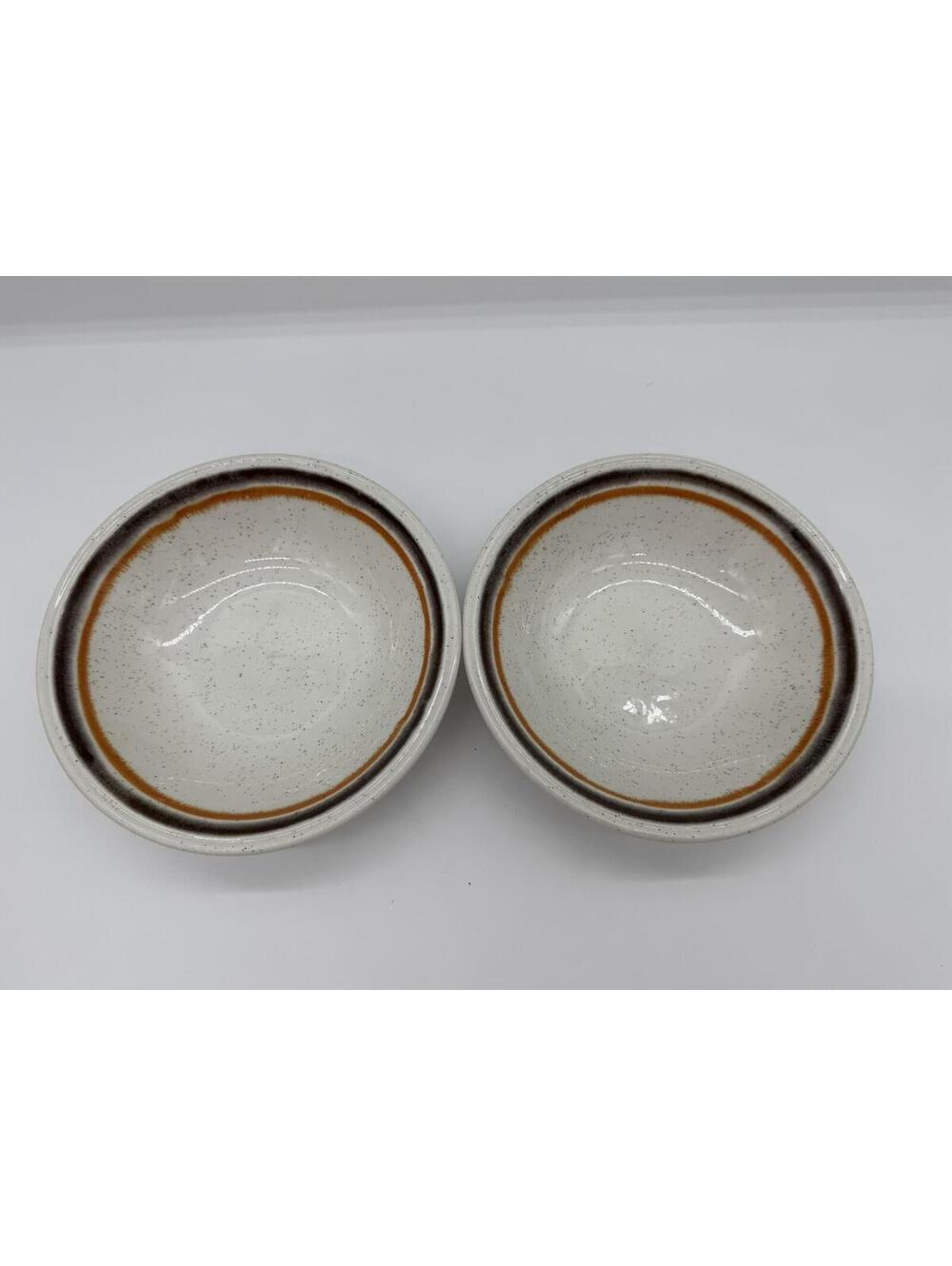 Biltons Staffordshire Soup Cereal Bowls Set 2 Speckled Brown Orange England